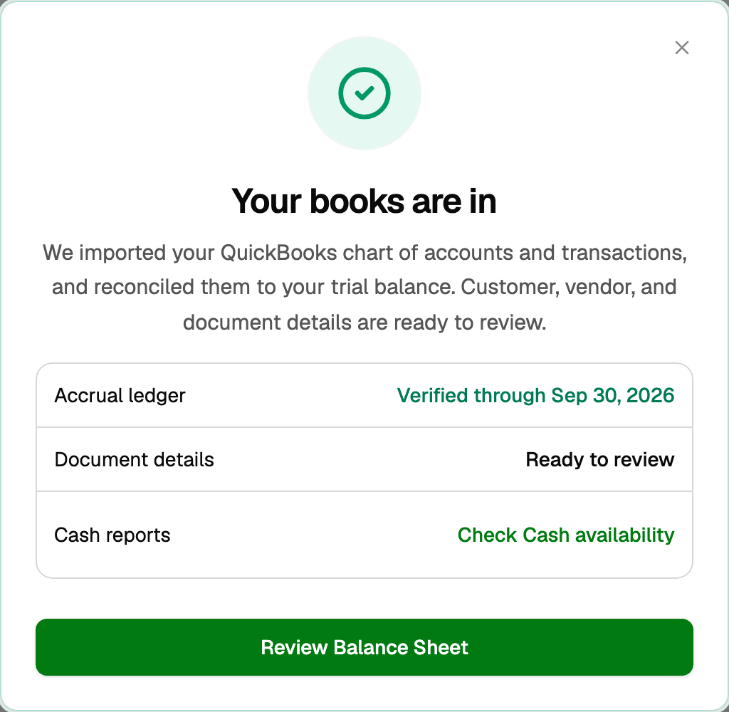 Your books are in, with the accrual ledger verified