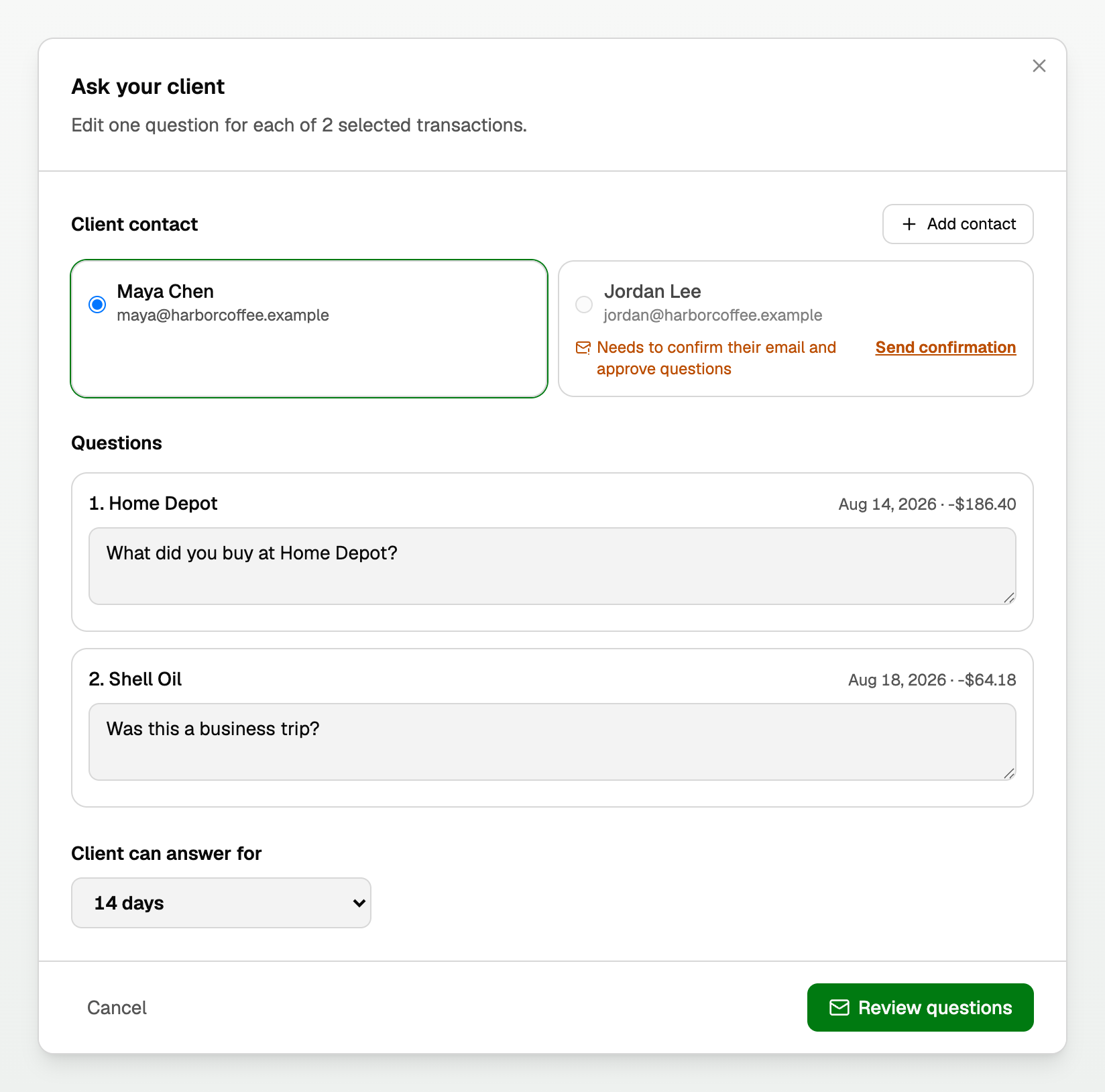 Ask your client compose