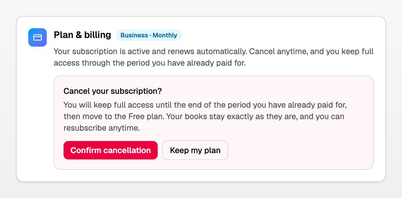 Cancel a monthly subscription