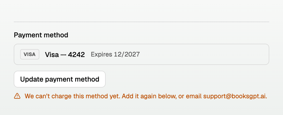 Card on file that cannot be charged yet