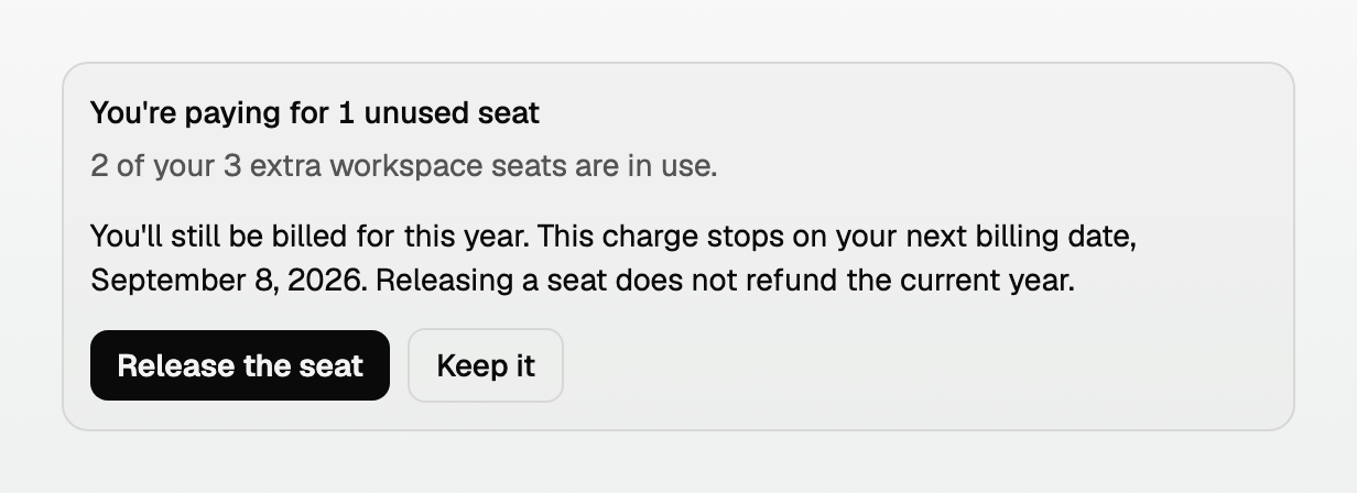 Release a yearly seat confirmation