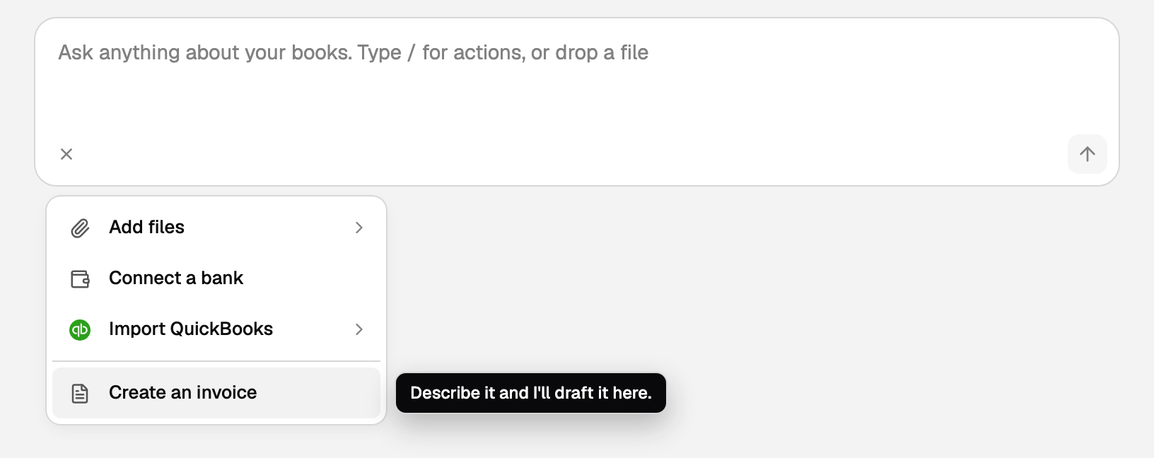 Create an invoice in the + menu, with its tooltip