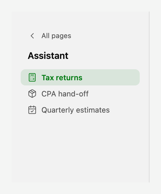 The Assistant group with Tax returns active