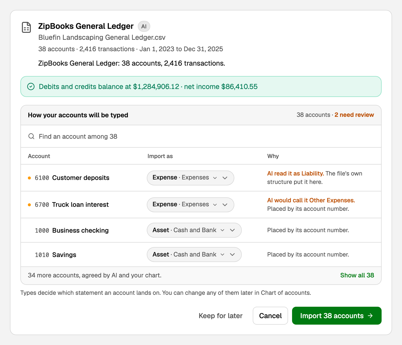 A General Ledger preview