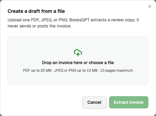 Create a draft from a file with Extract invoice