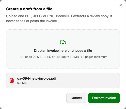 Chosen PDF in the upload dialog