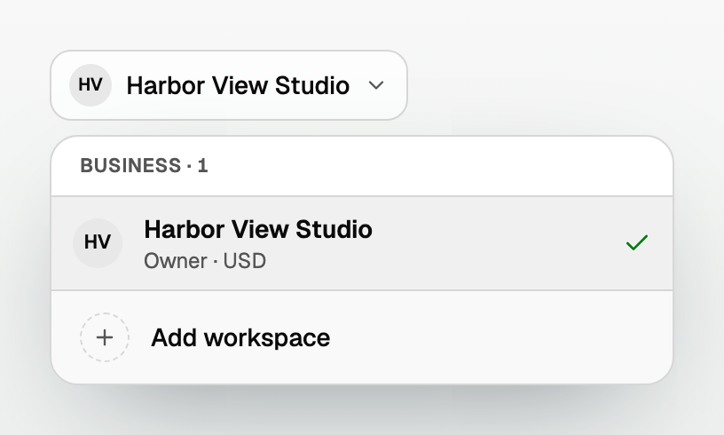 Add workspace in the top-bar switcher