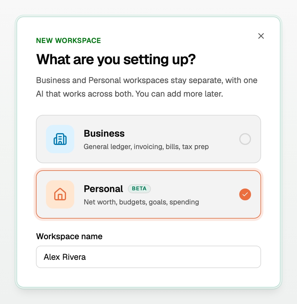 Choose Personal, marked Beta