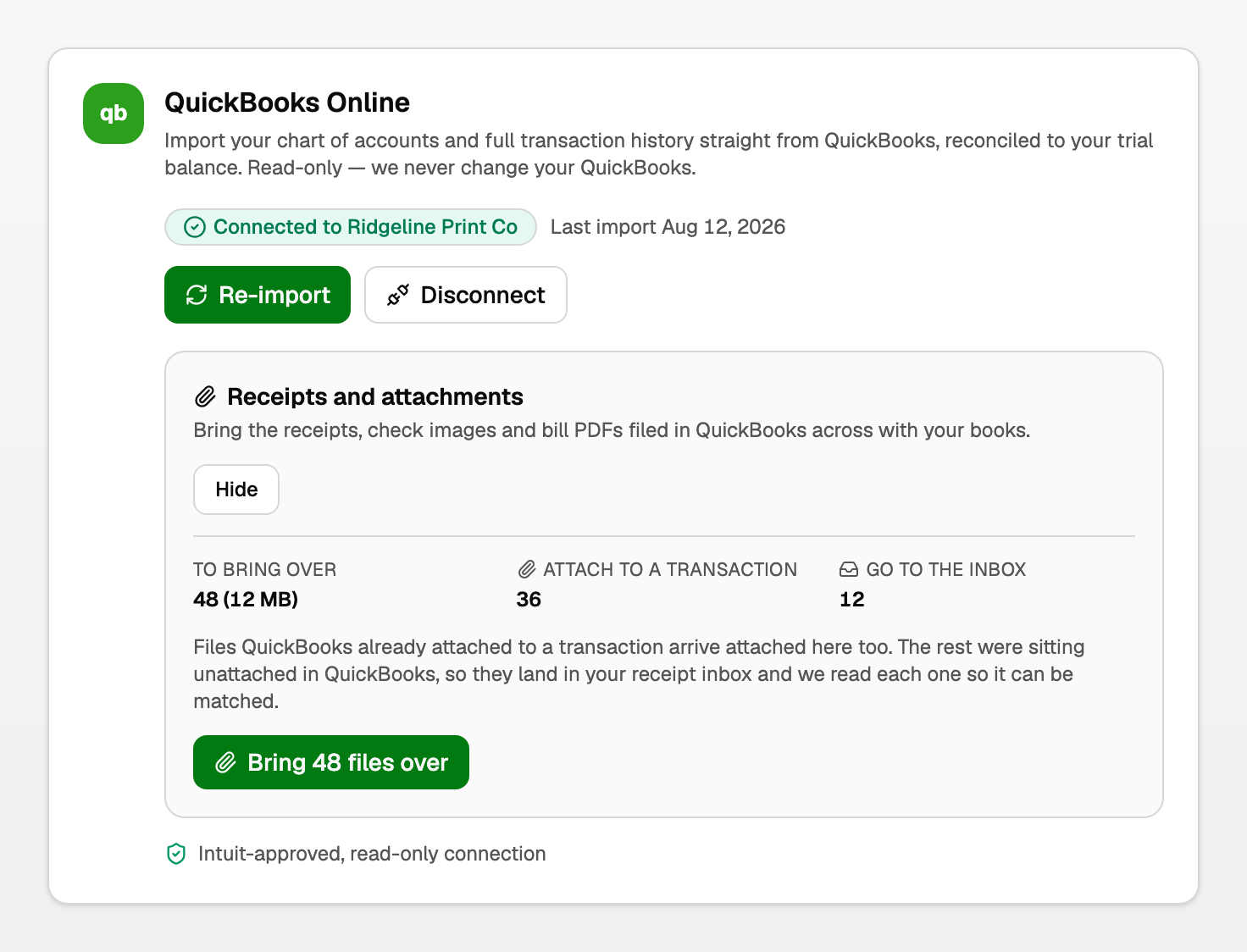 Preview counts for files to attach and files that go to the inbox