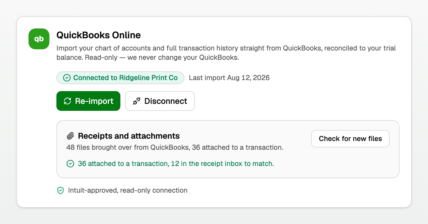 After the import: attached to a transaction vs in the receipt inbox