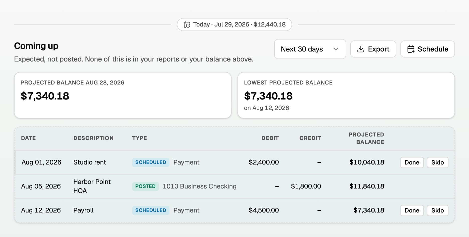 Coming up, the horizon picker, and projected balances