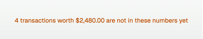 Amber line that 4 transactions worth $2,480.00 are not in these numbers yet